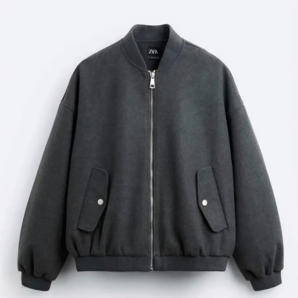 Zara Men's Dark Gray Bomber Jacket